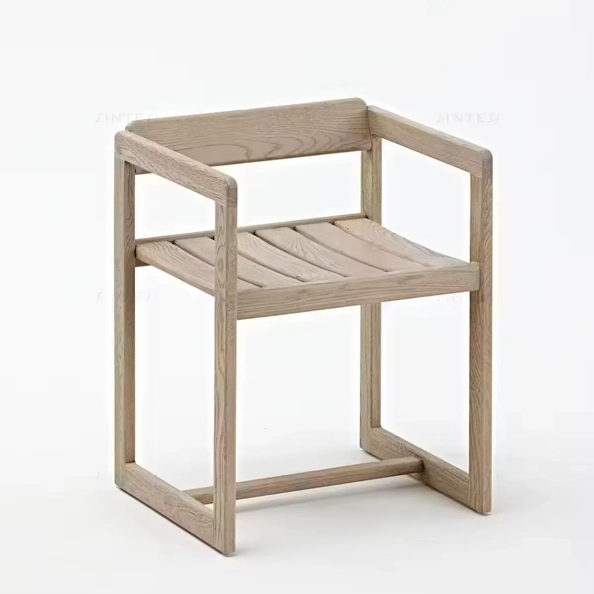 Japandi Minimalist Modern Light-Colored Solid Wood Chair Handcrafted Teak Living Room and Dining Table Chair