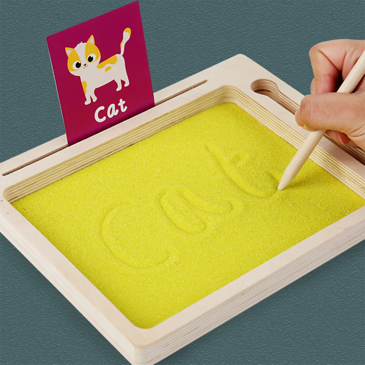 Wholesale Custom Montessori Teaching Aids Toy Wooden Sand Scraping Box Writing Practice Early Child Educational Toys For Kids