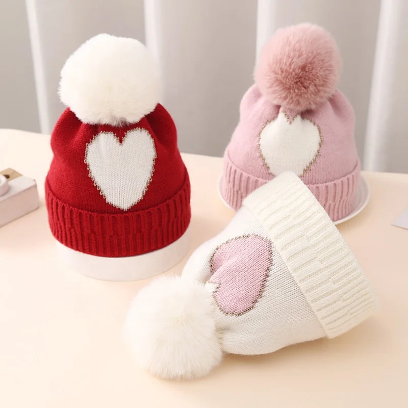 WD-A544 Baby Winter Hat Beanie Hat Womens Knit Winter Hat Trendy Fashion Unisex Plain Pom Pom for Girls Newborn 0-12M