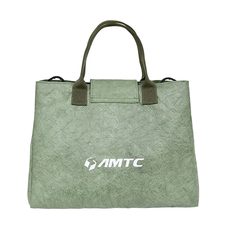 2024 new design large capacity green tyvek paper tote bag with PP webbing handle for picnic