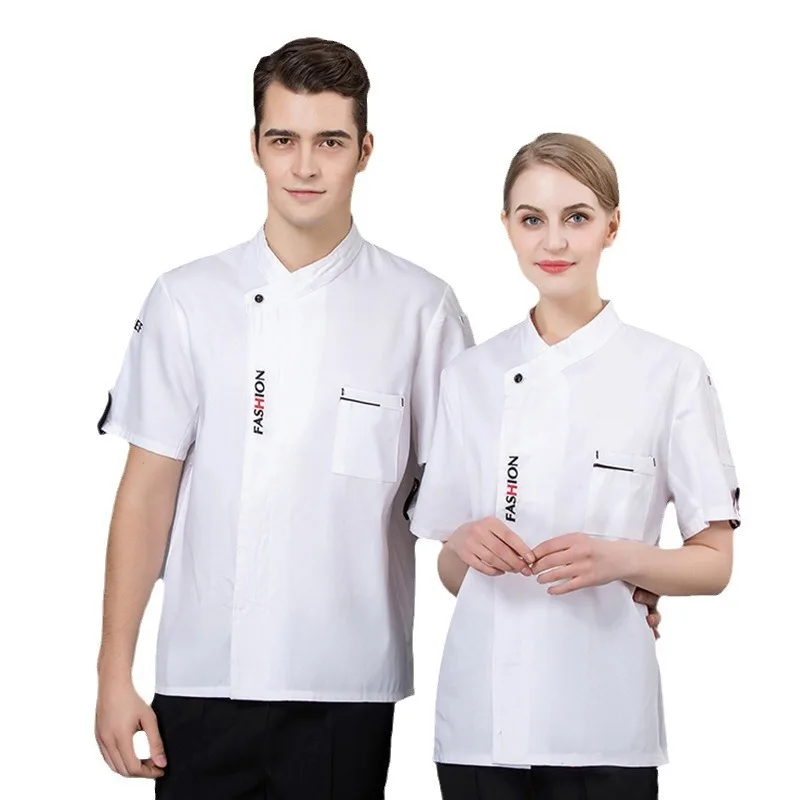 Fashion Women Men Cotton Chef Jackets Short Sleeves Cooking Uniform Coats Restaurant Chefs Jacket