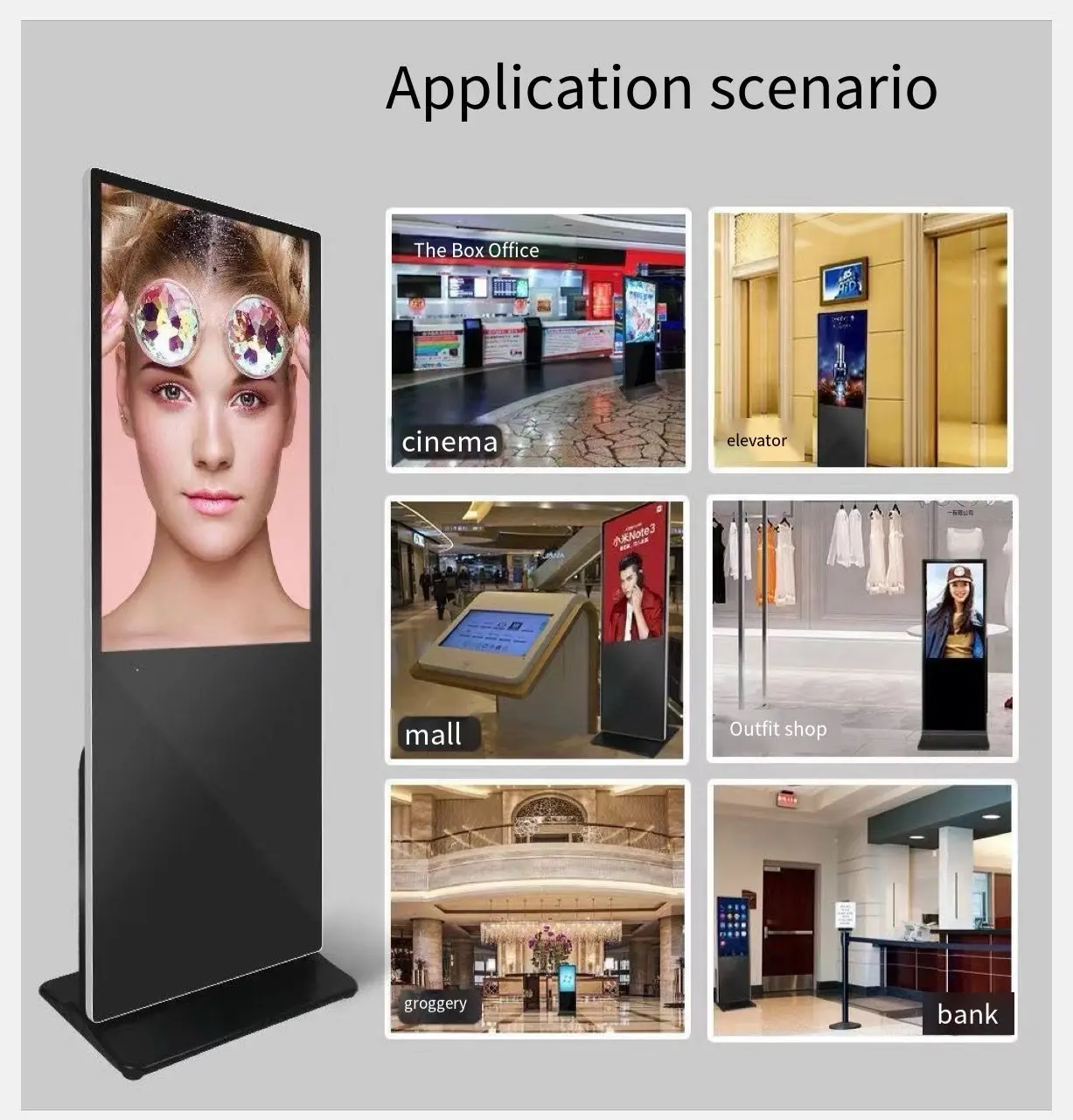 Professional Customized indoor shop window display Full HD commercial Digital Signage Floor standing advertising video player