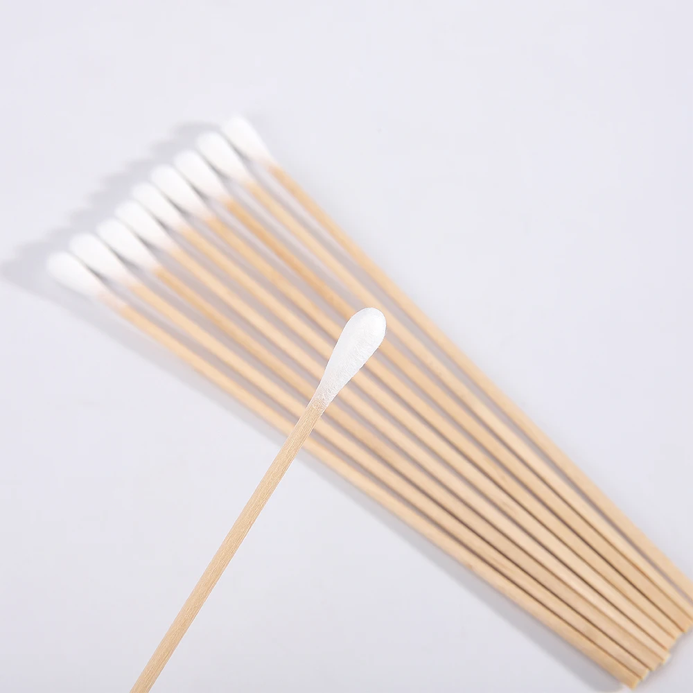 Hospital tools medical use longer single header cotton buds bamboo cotton swab in bulk sterile packages cotton buds
