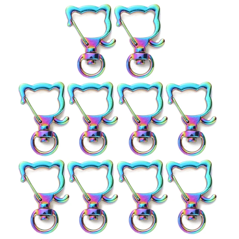 Various Shapes  Metal Snap Hook Key Chain Metal Rainbow Star Heart Cat Moon  Dolphin Key Ring DIY Accessories