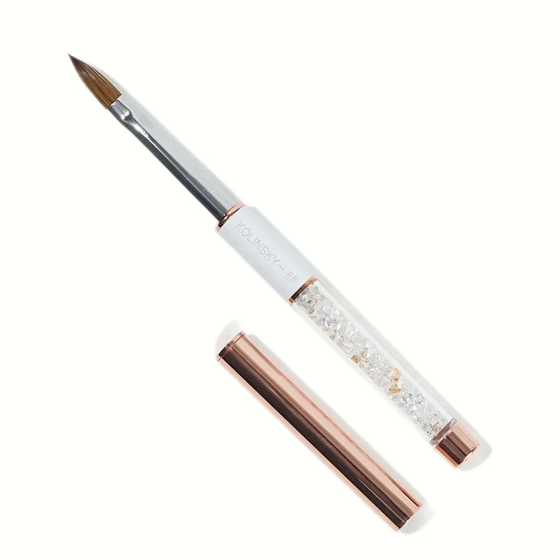 New Style 100% Pure Germany Kolinsky Acrylic Brushes Rainbow Crystal Handle Kolinsky Acrylic Nail Brush 8 10 12 14 16