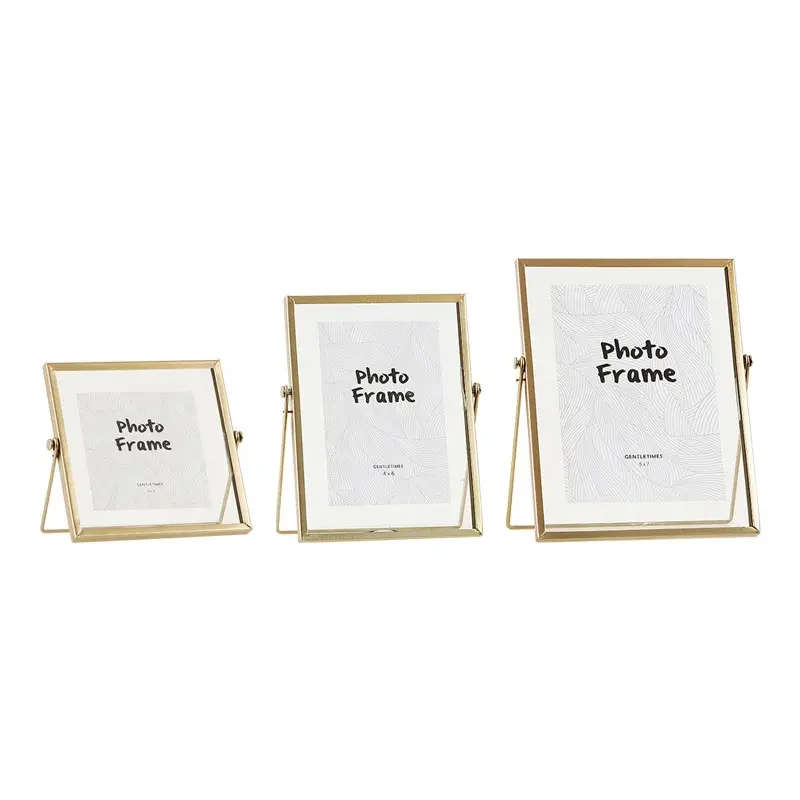 Hot sale Iron 5x7inch floating glass with metal picture frame for home decor crafts
