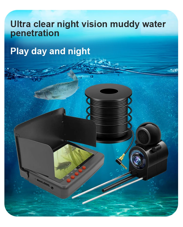 Russian hot sale 4K OLED 5 Inch 20M 1000TVL Fish Finder Underwater Fishing Camera For Ice/Sea/River Underwater Video Camera