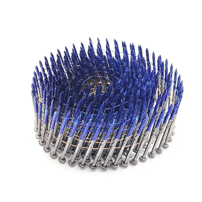 High Quality Pallet Coil Nails Screw Shank with Blue Paint Coated Spiral Shank