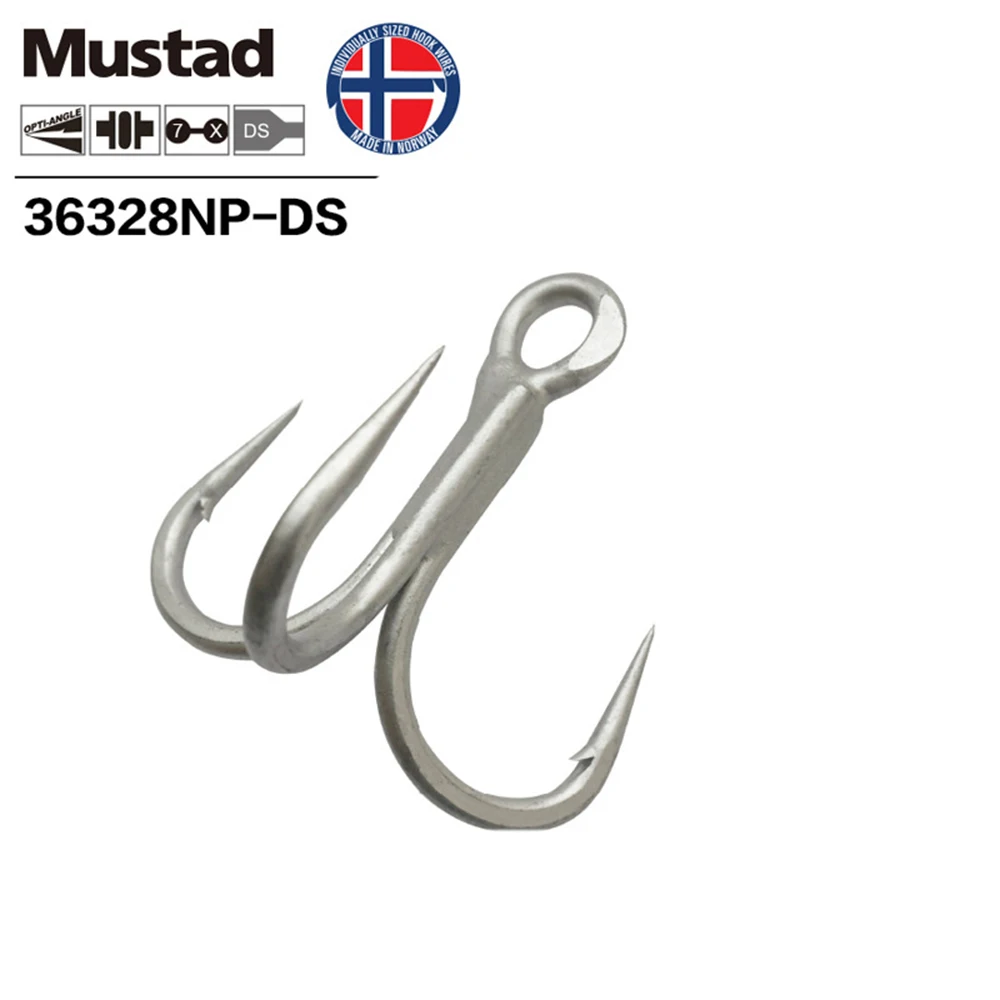 Mustad 100% Original 7X Strong KAIJU Fishing Hook Top Quality High Carbon Steel Treble Hook, 2/0 -7/0,36328NP-DS