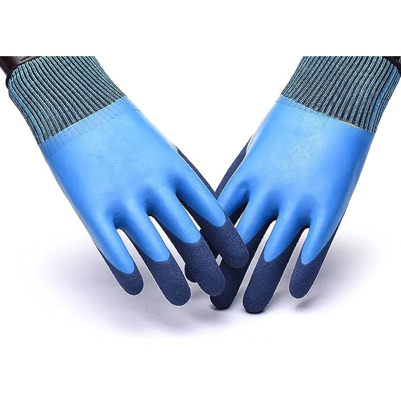 Waterproof Work Gloves Luvas Guantes, 15 Gauge Latex smooth Latex micro foam double coated GRS Gloves