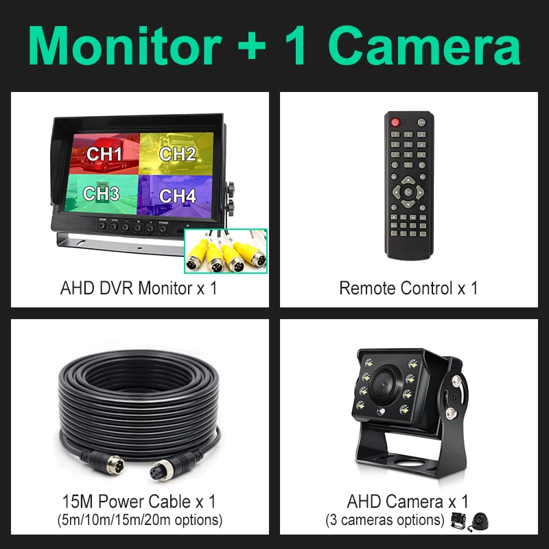  9 дюймов 1080P видео Запись DVR AHD ИК-камера заднего вида тележка для камеры cam автомобиля 4 CH IPS монитор Зонт поддержка SD