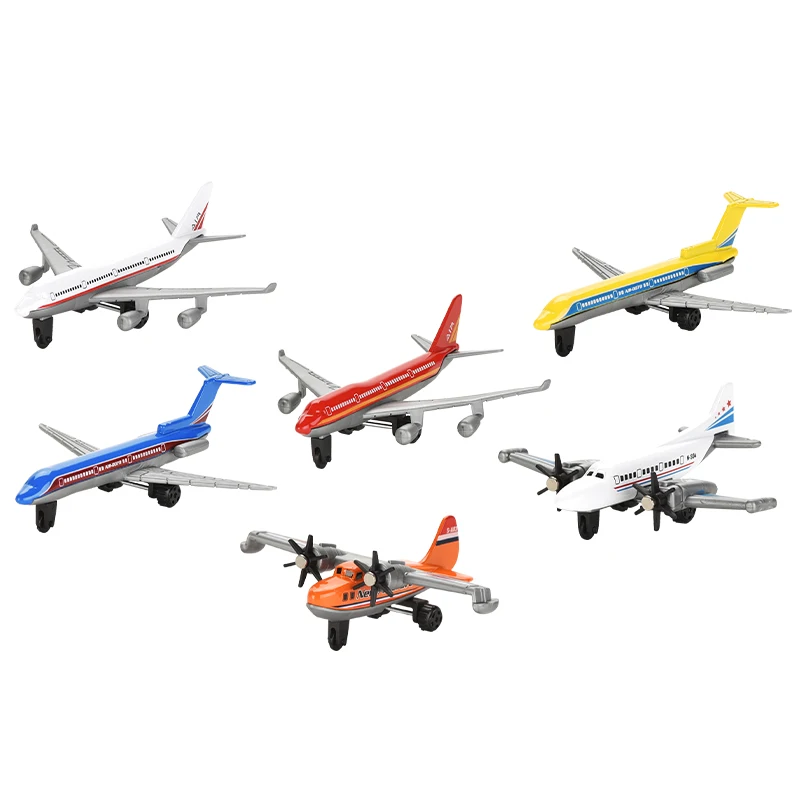 Best boy gifts die cast sliding aircraft model set 6pcs  transport airplane toy alloy plane