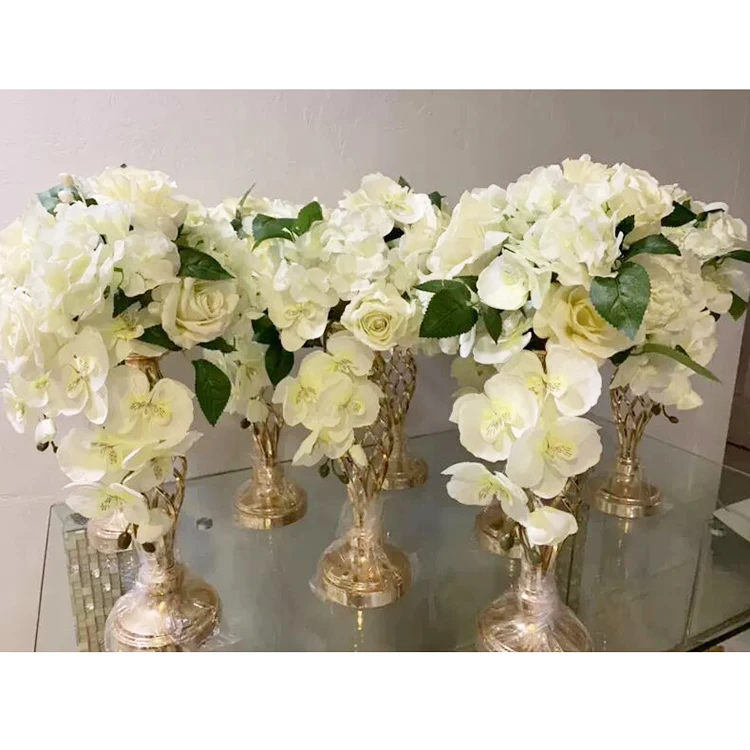 Metal Vase Wedding Table Flower Stand Centerpieces With Round Square Glass Candle Holder Chrome