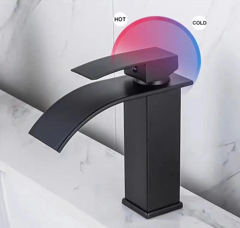 EVOMAX Washbasin Water Tap Waterfall Cold and Hot Water Mixer Tap Bathroom Basin Sink Mixer Tap