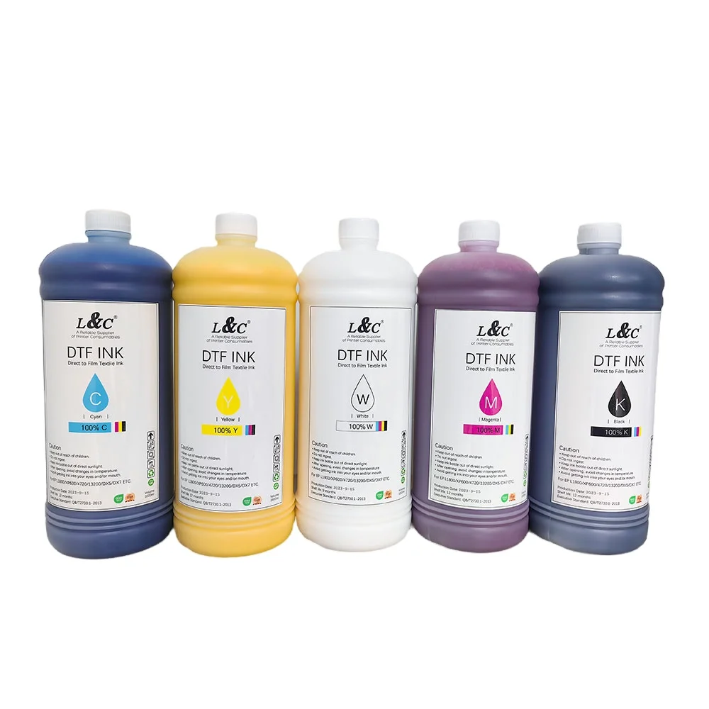 High Quality Manufacturer No Clog Problem DTF Pet Film Pigment White Ink 1000ml DTF Ink for Epson i3200 4720 dx5 dx7 L1800XP600