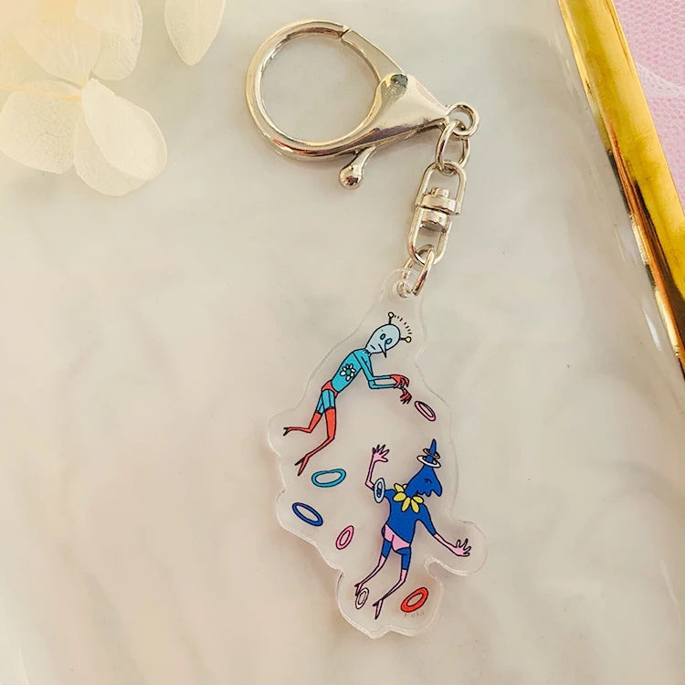 Wholesale Factory Made Anime Charms Transparent Plastic Custom Design Cute Design Mini Acrylic keychain