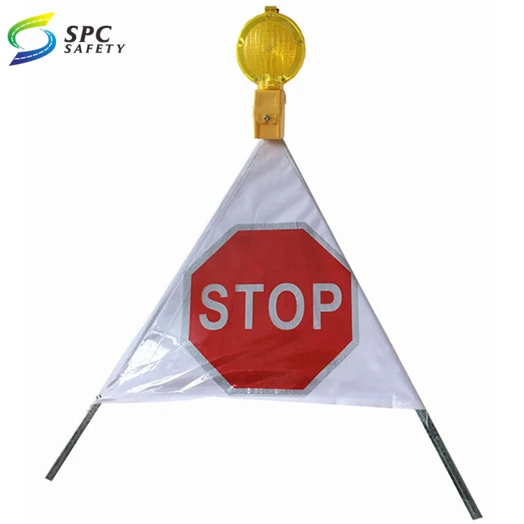 EU Construction site portable Roll up foldable hazard reminder reflective safety warning marker Tent tripod Road traffic sign