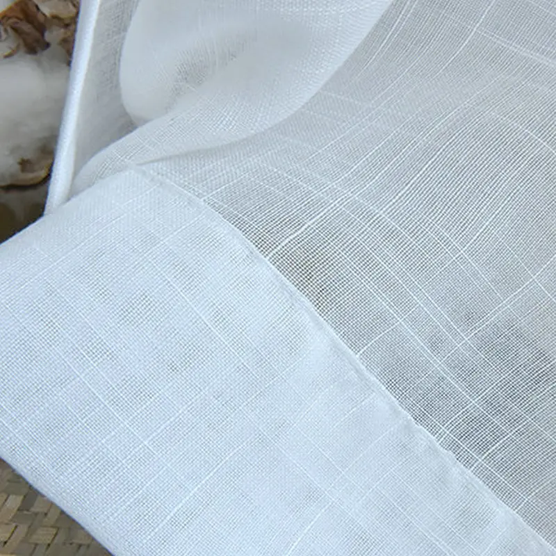 100% Polyester White Faux Linen Hotel Sheer Curtains for home window and door