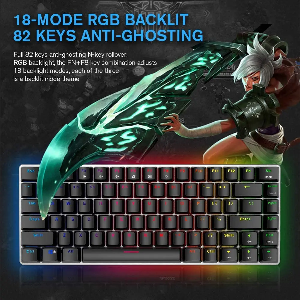 AJAZZ AK33 компактная 82 клавиши с защитой от привидения RGB подсветкой Механическая игровая клавиатура для Win PC