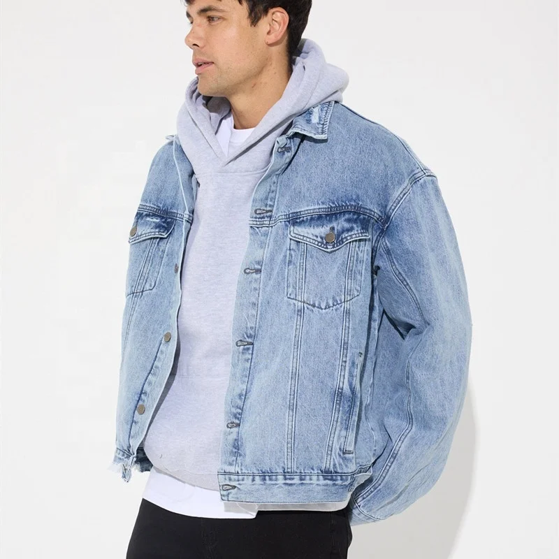 LOW MOQ customize Plus size Vintage Wash Casual Outwear Men 100% Cotton High quality Jacket Denim Jackets