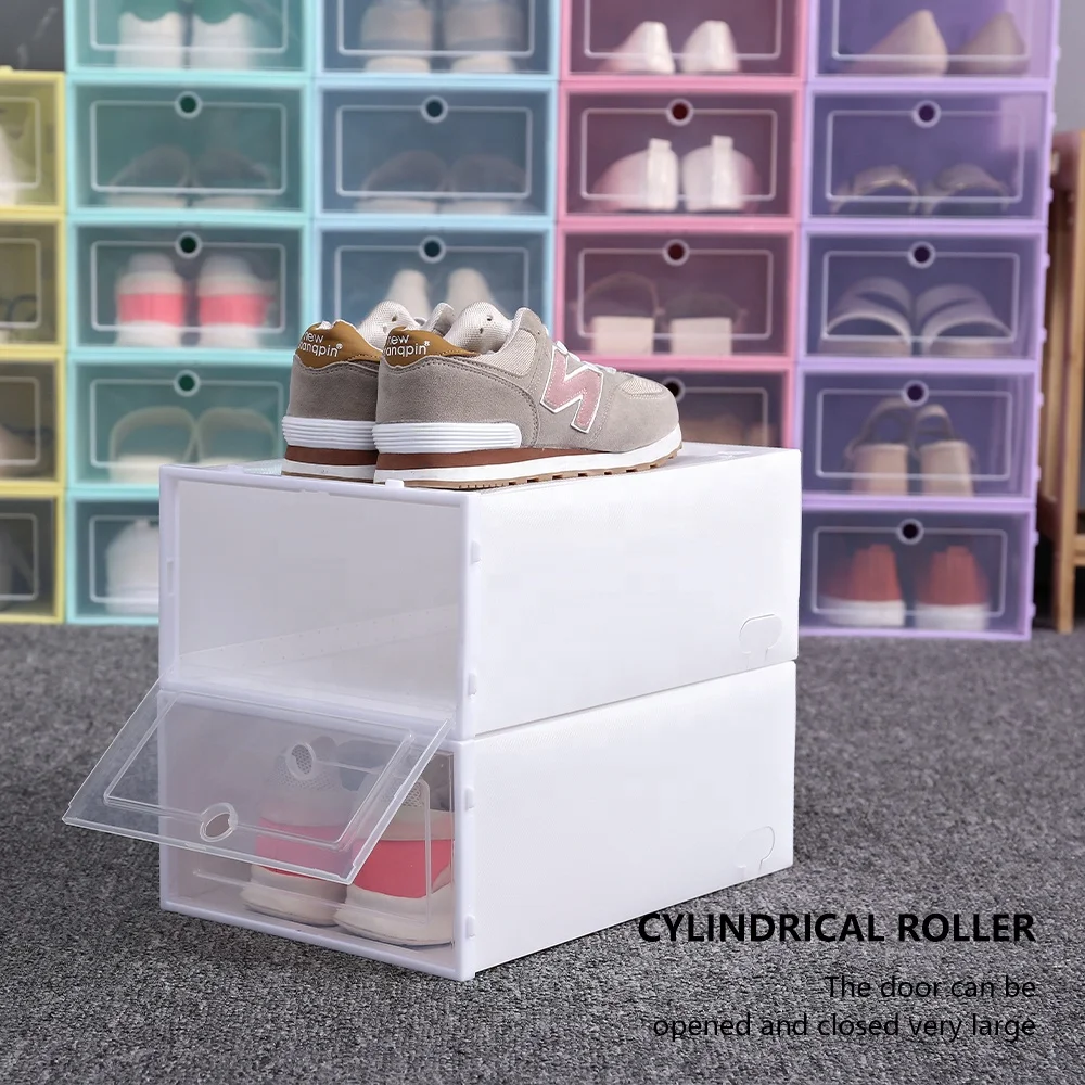 Стабильная коробка для обуви, Складная портативная прозрачная коробка для обуви, оптовая продажа, Штабелируемая стойка для обуви, органайзер, акриловая коробка для обуви