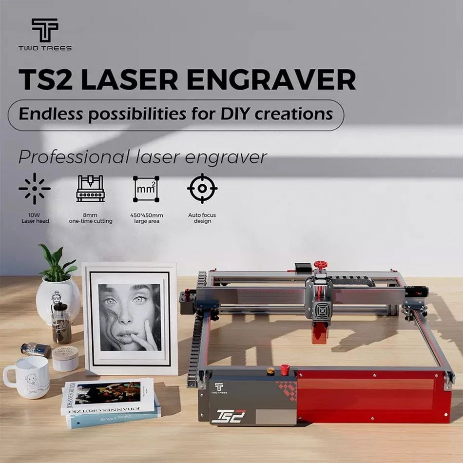 TS2 10W portable wood blanks mr carve metal mini small gravure laser engraving and cutting machine two trees