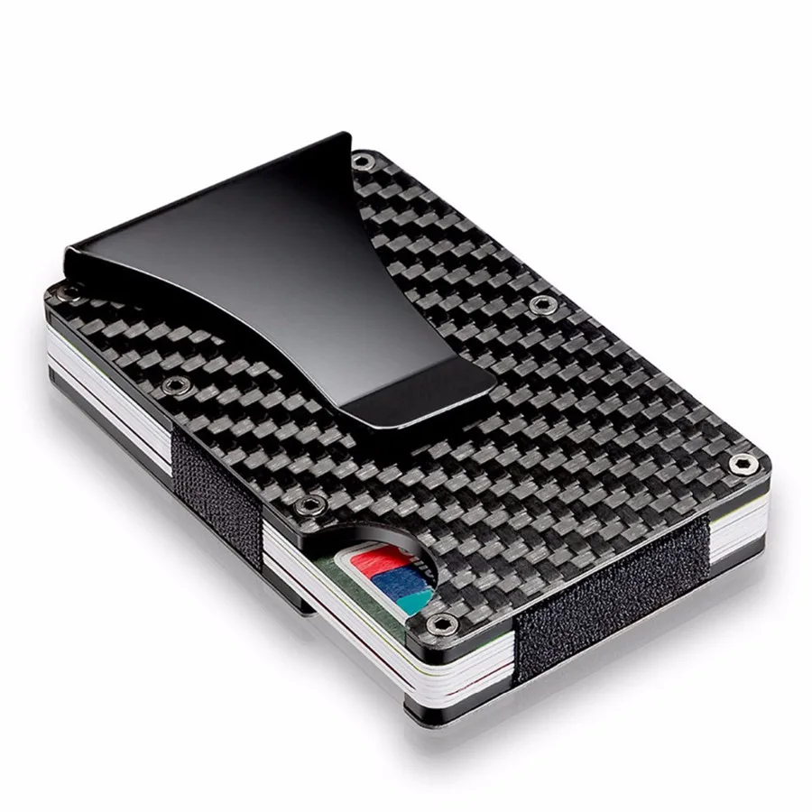 Black Custom Card Holder Carbon Fiber Material Wallet With RFID Blocking Demagnetizing Function For Credit Cards Bank Cards