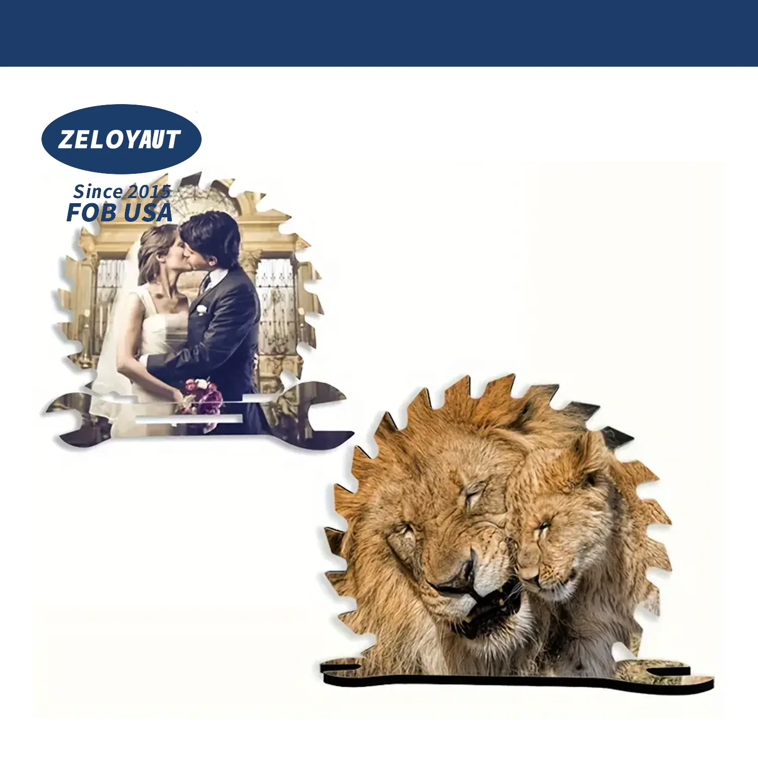 ZELOTAUY-FOB USA 24H Shipping Sublimation MDF medium density photo frame blanks wrench saw blade for Festival gift for family