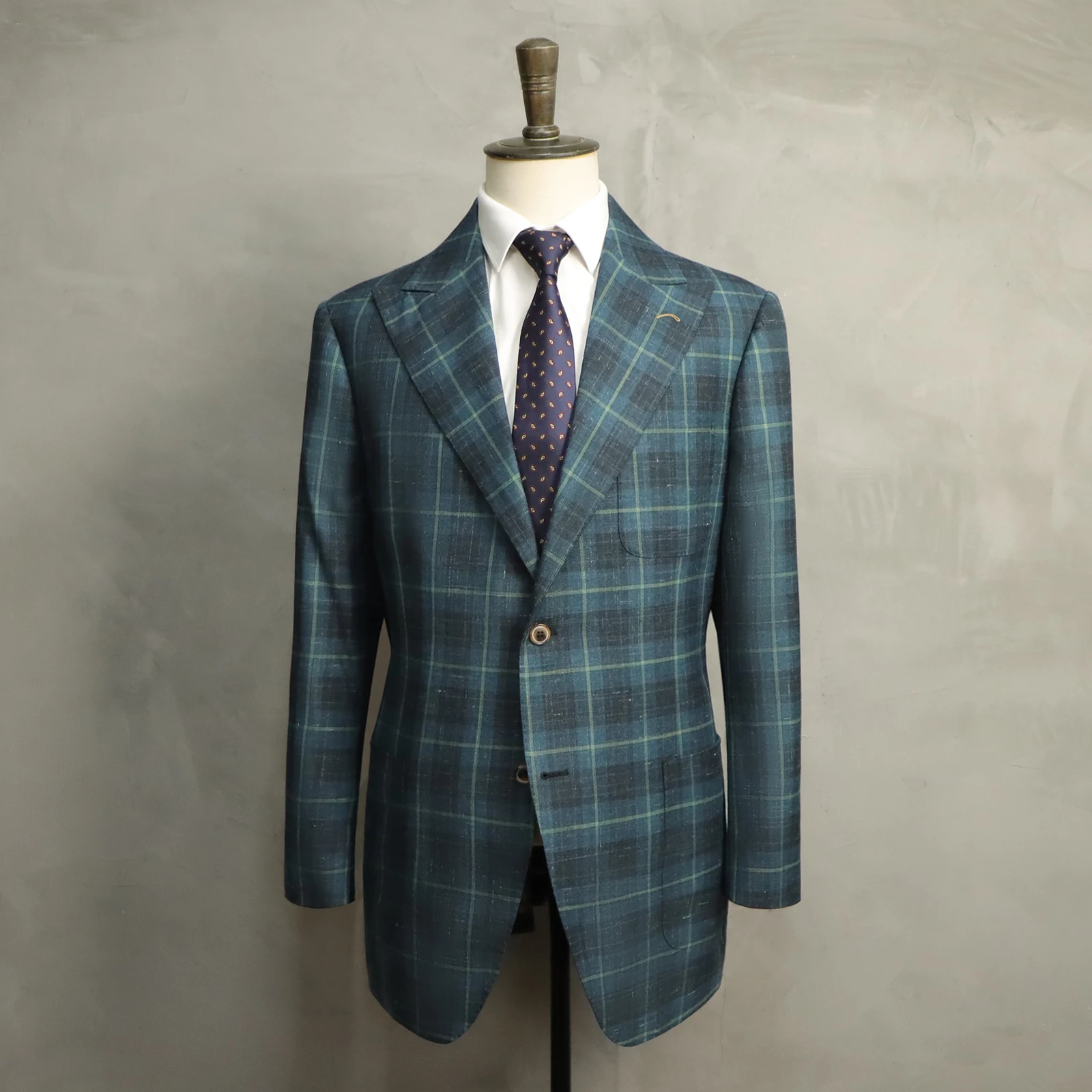MTM Custom Suit For Men 100% Wool Plaid Casual Blazer Bespoke Mens Suite Tailor Made  Wedding Check Suit