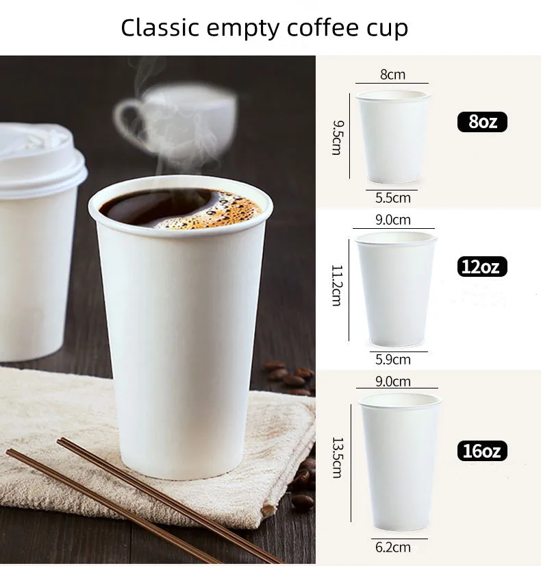 OEM ODM coffee paper cups lid sleeve single double wall environmental protection custom printing paper cup logo size paper cup