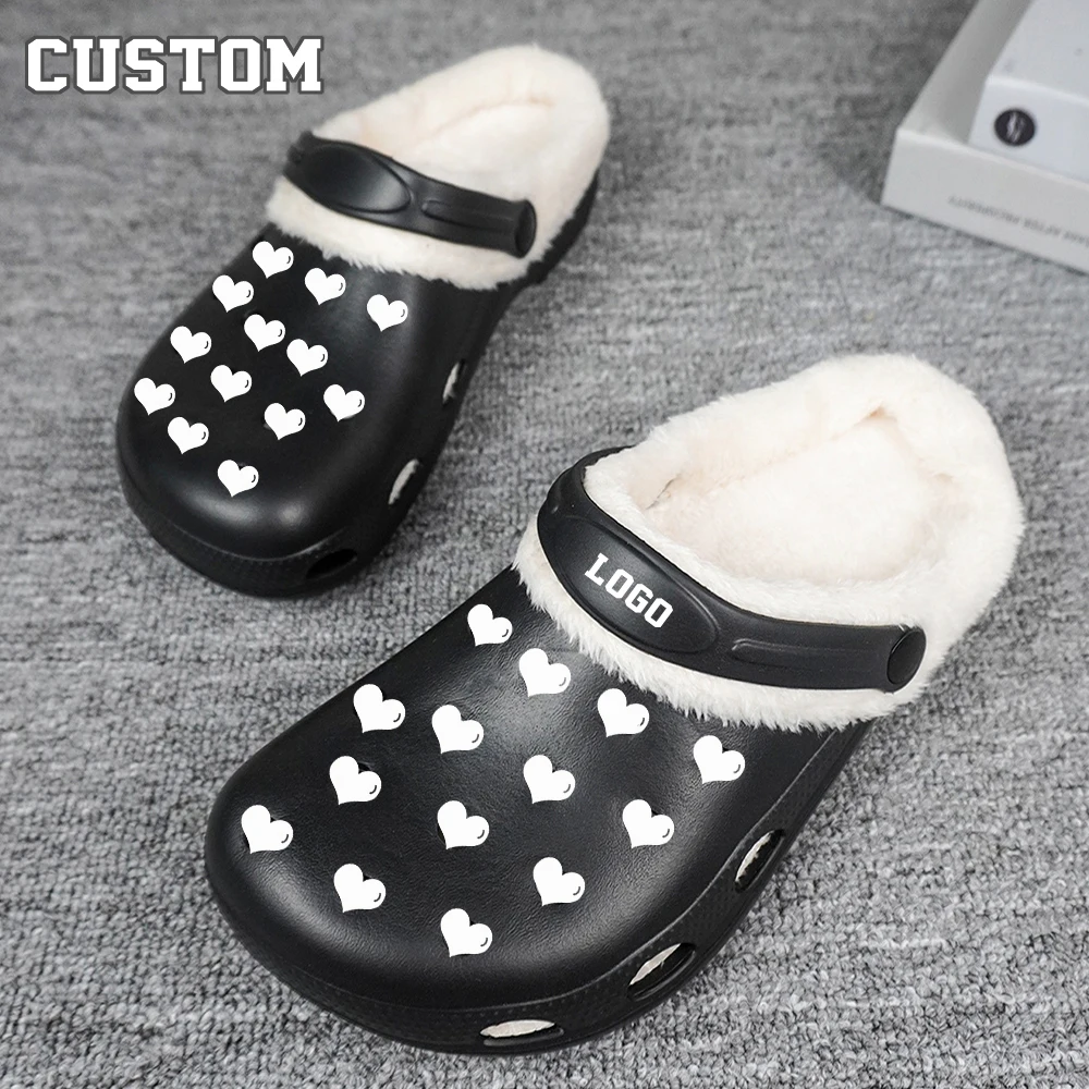 Winter Fashion Outdoor Keep Warm Designer Custom Logo Men Garden Shoes Crocks Home Slippers Cotton Furry Sandals Clogs For Men