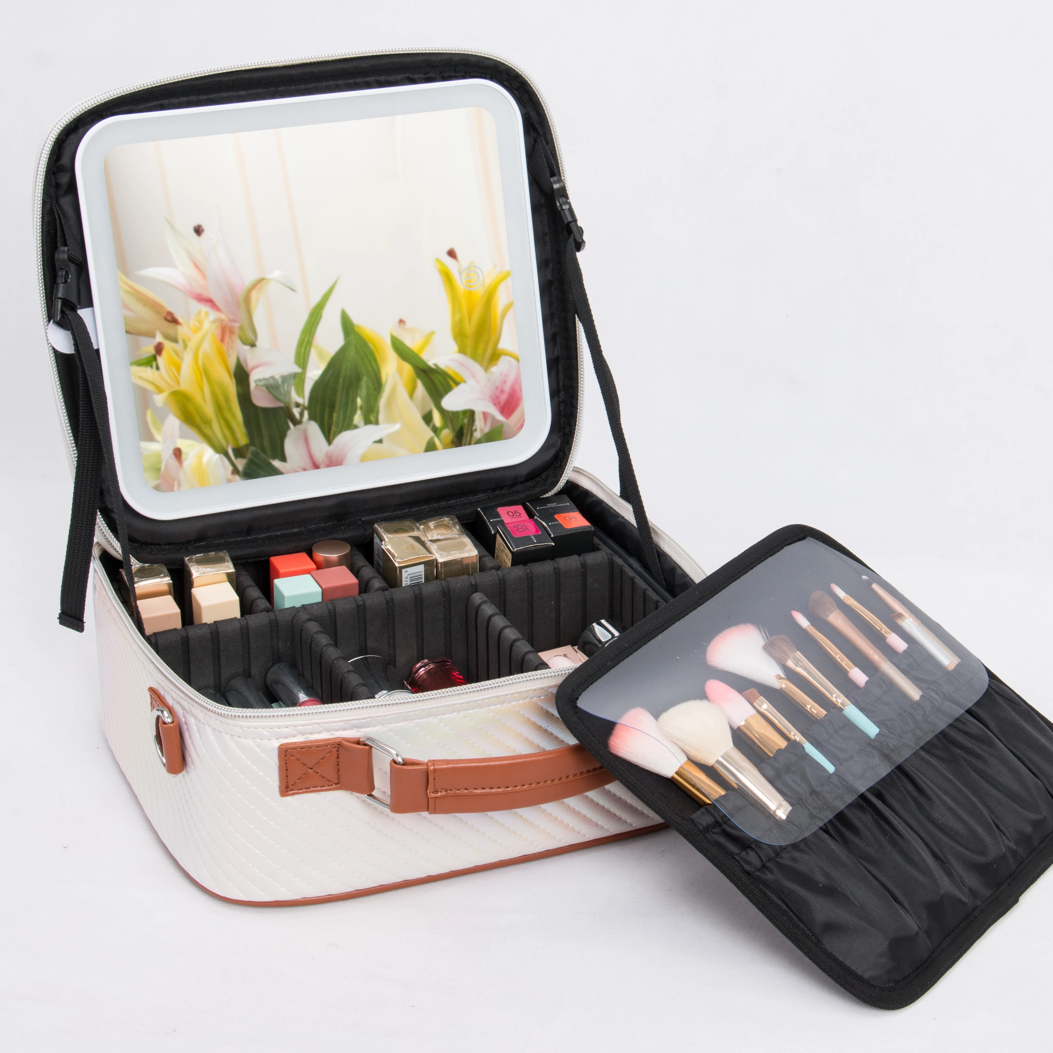 KONCAI Cosmetic Bags Professional Beauty Make Up Case With Mirror Custom Makeup Organizers