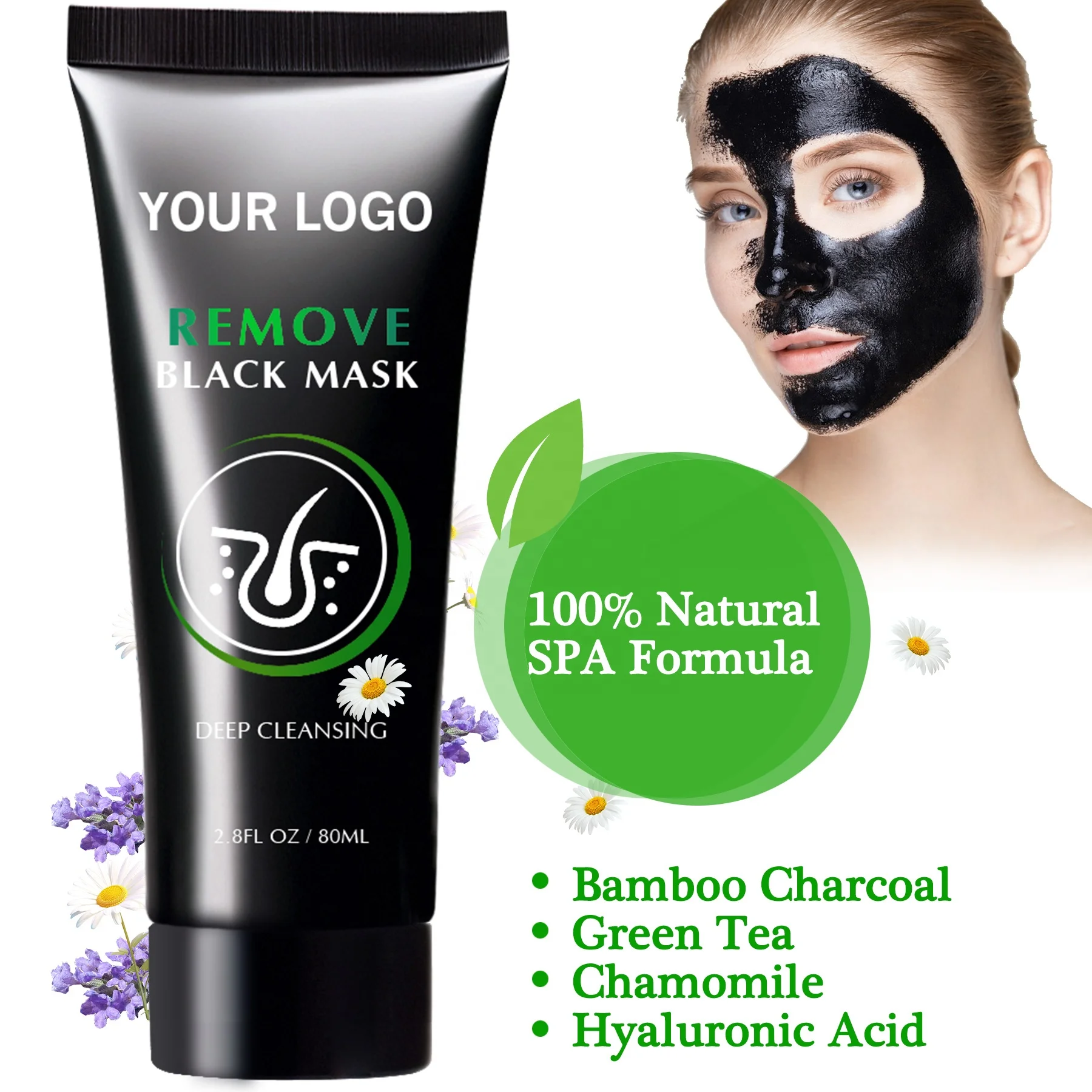 Private Label Bamboo Activated Charcoal Peel-Off T-zone Nose Mask Natural Charcoal Mask Black Head Mask Removal