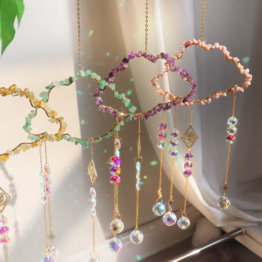Wholesale Sun Catcher High Quality Natural Crystal Clouds Amethyst Rose Quartz Suncatchers