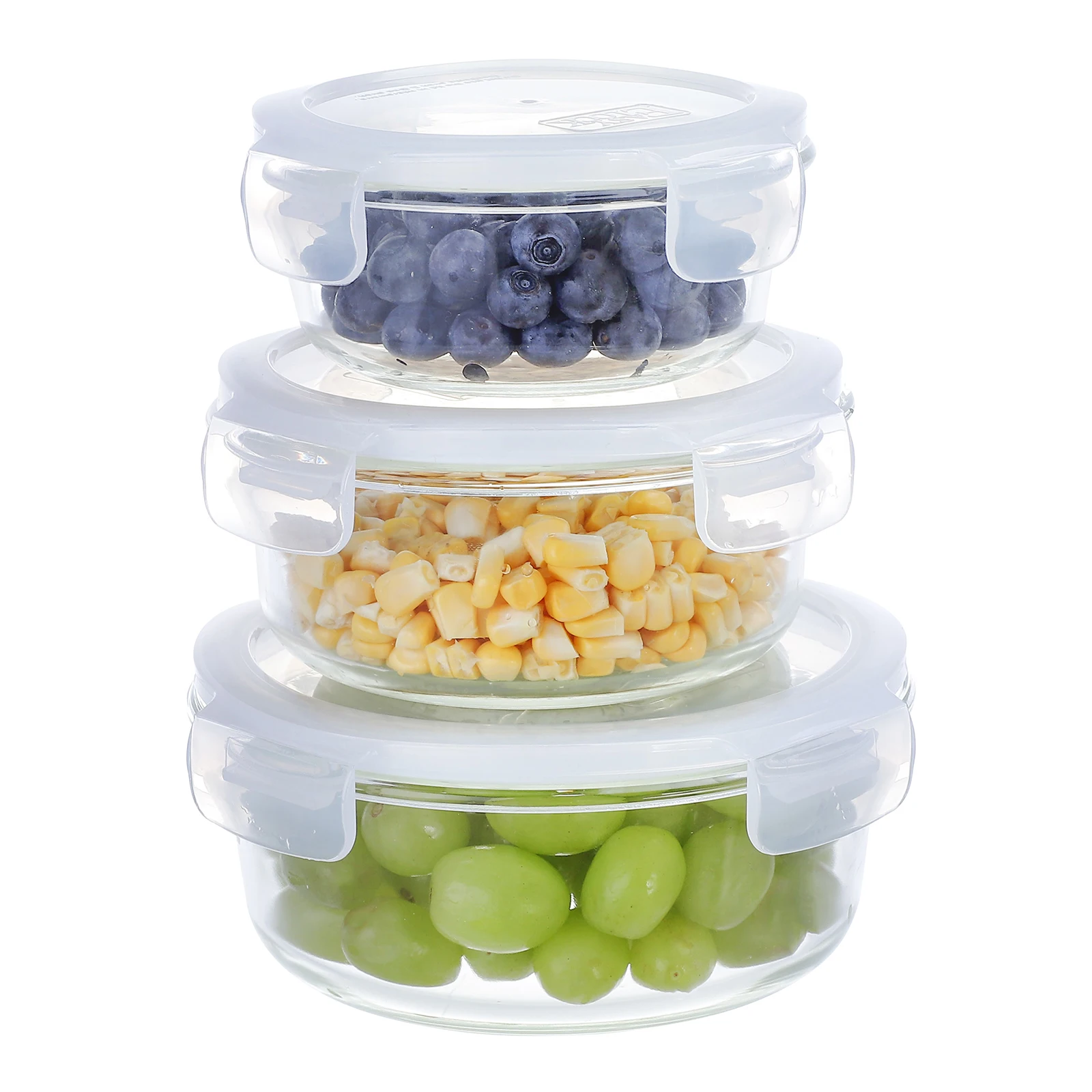 Cereal Cooking Heat Resistant Microwable Clear High Borosilicate Mixing Fruit Storage Lunch Glass Salad Bowl Set with Cover Lid