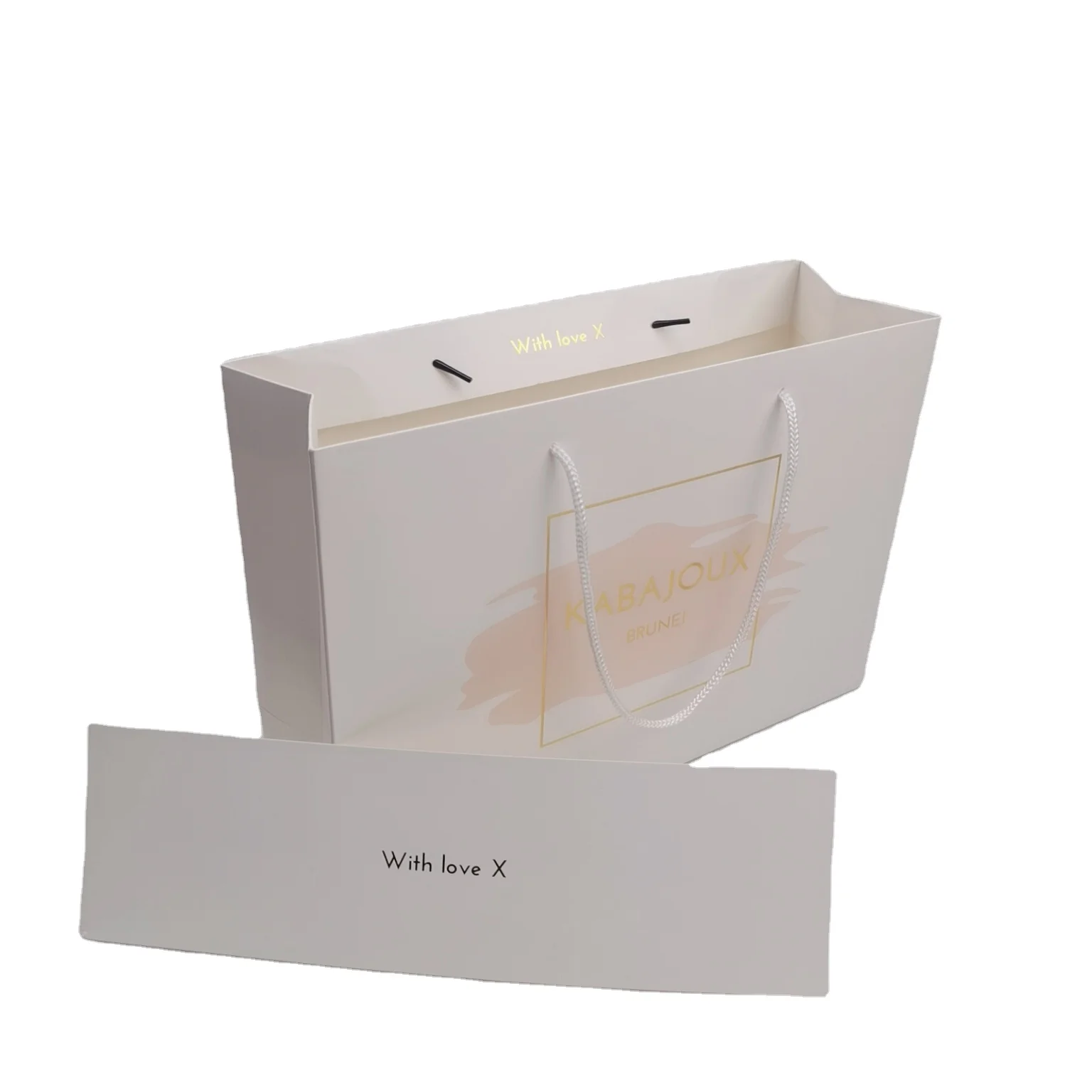 Custom logo baby cloth white art paper bag with handle