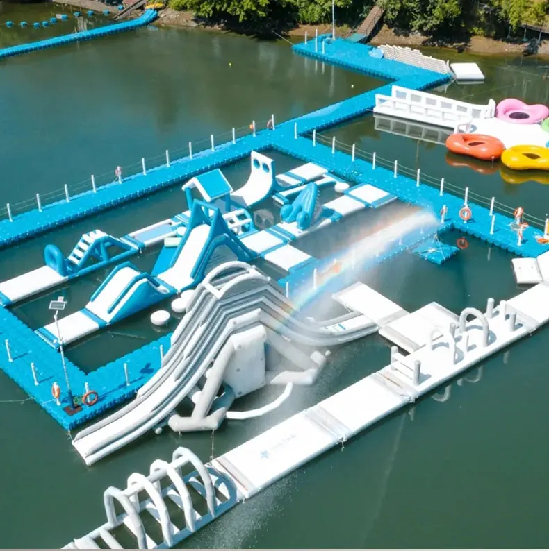 Sea Sport Games shark Inflatable Aqua Water Park Theme Park Equipment Island Floating Water Park For Sale