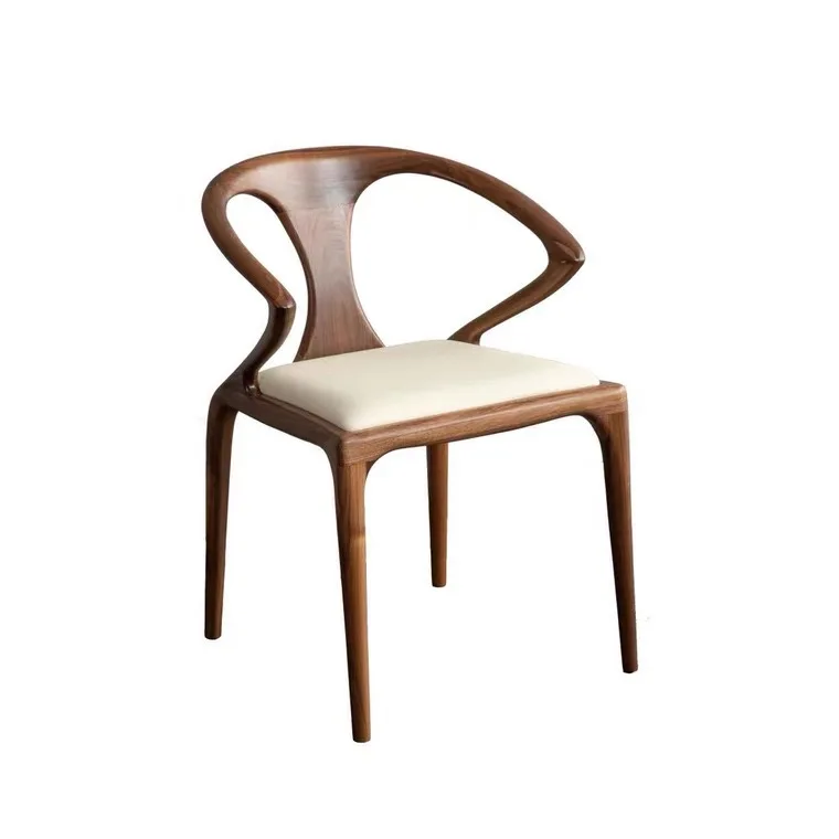 North America Simple Black Walnut Lounge Chair Negotiation Reception Style Solid Wood Dining Chair