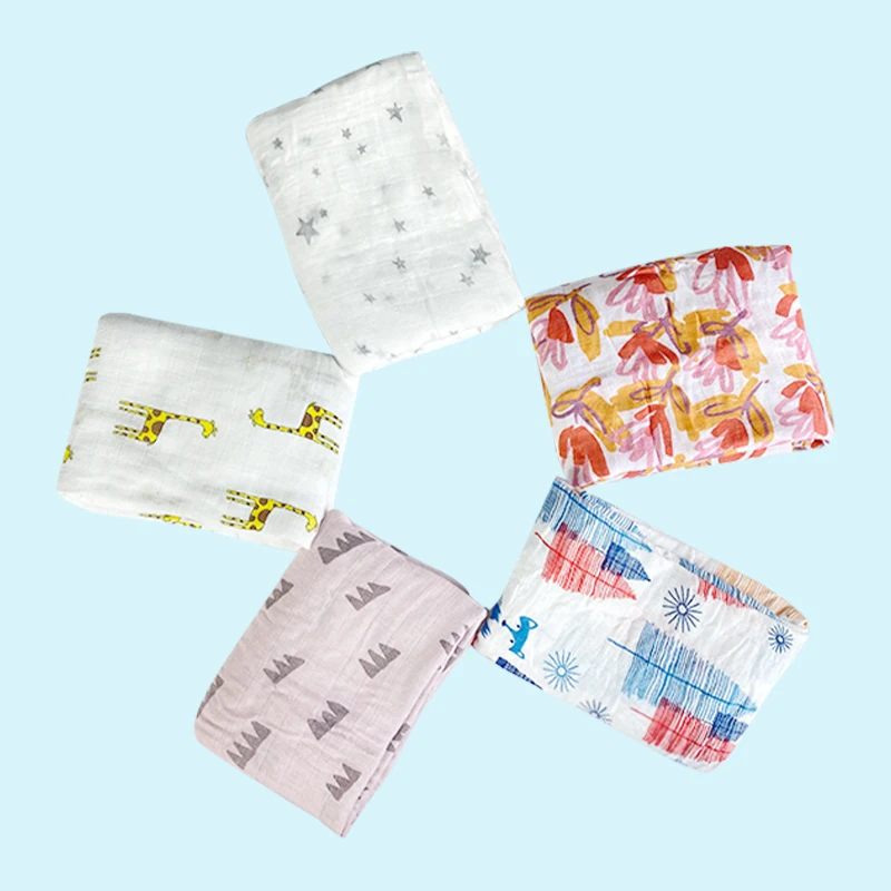 Print Muslin Baby Blanket 120cm*120cm 100% Organic Cotton Baby Cover Muslin Newborn Baby Swaddle Blanket