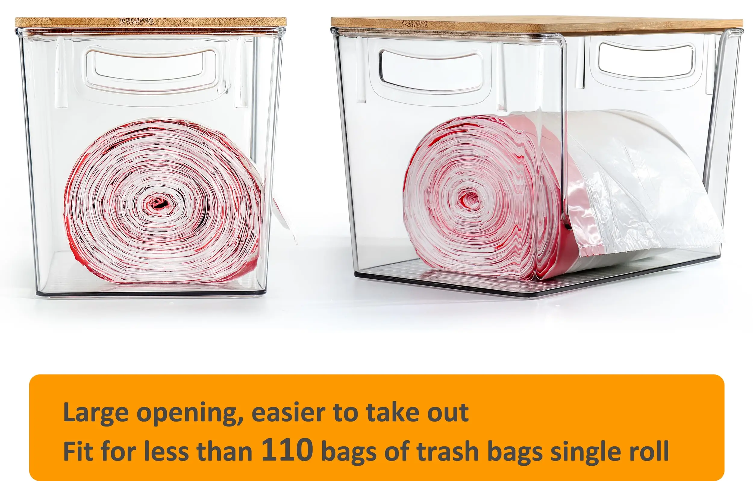 2 in 1 Trash Bag Dispenser Roll Holder 13 Gallon, Garbage Bag Storage Dispenser, Trash Bag Organizer Under Sink, Wall Mount Bamb