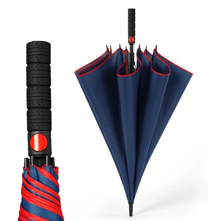 Semi-Automatic Advertisement Rain Umbrella Double Canopy Air Vented Red Frame Golf Umbrella With Logo Custom