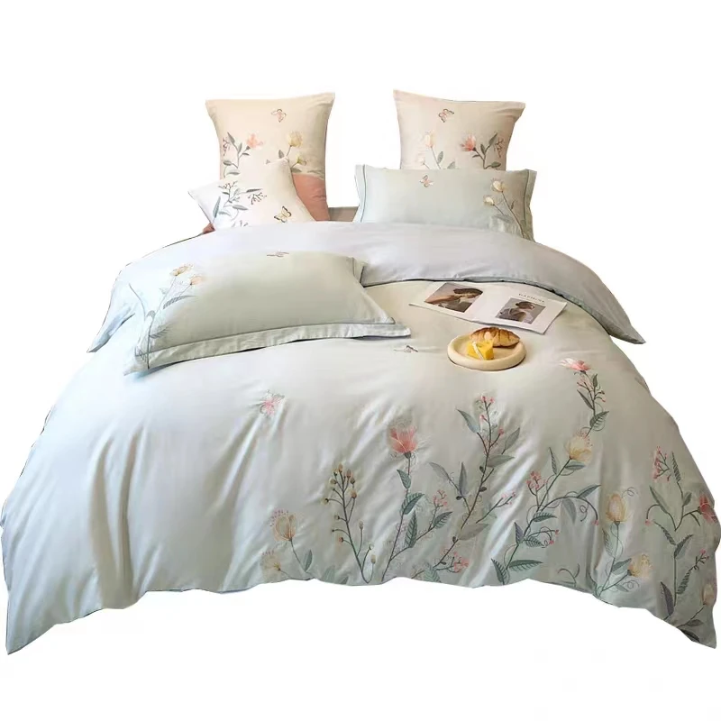 Hotel 100% Cotton Bed Sheets Set Luxury Guccie with Europe Floral Design in Single Size