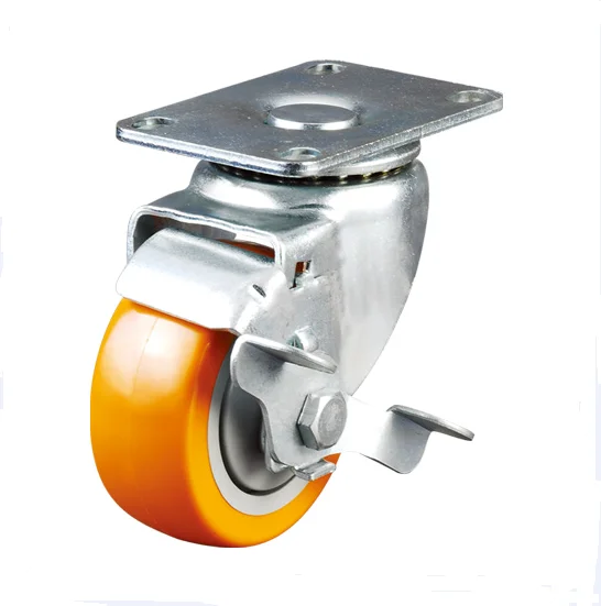 industry 4inch PU swivel caster wheel with side brake
