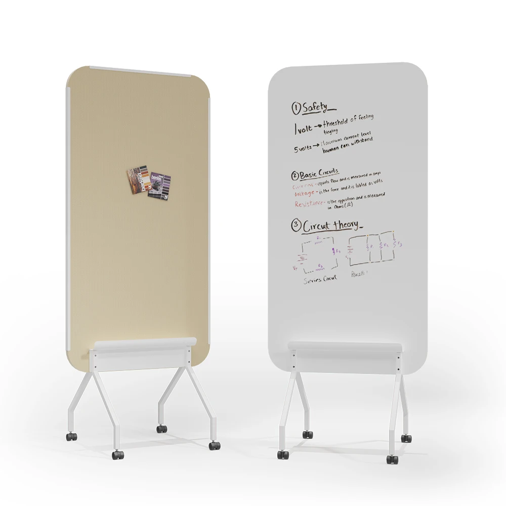 Single Sided Writing Mobile Magnetic Dry Erase White Board with 4 Castors for School and Classroom