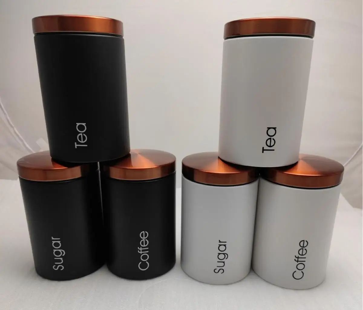 Emode Airtight Metal Tea Coffee Sugar Set Canister Set Luxury for the Kitchen Storage,Leakproof Storage Tin Cans with Screw Lids