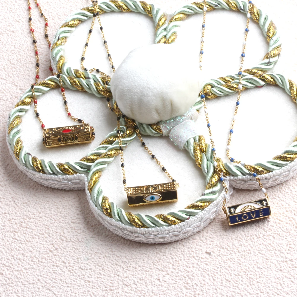 Boho Fashion Jewelry Necklace Pendant Trendy Turkish Enamel Neck Chain Evil Eyes Necklace for Women
