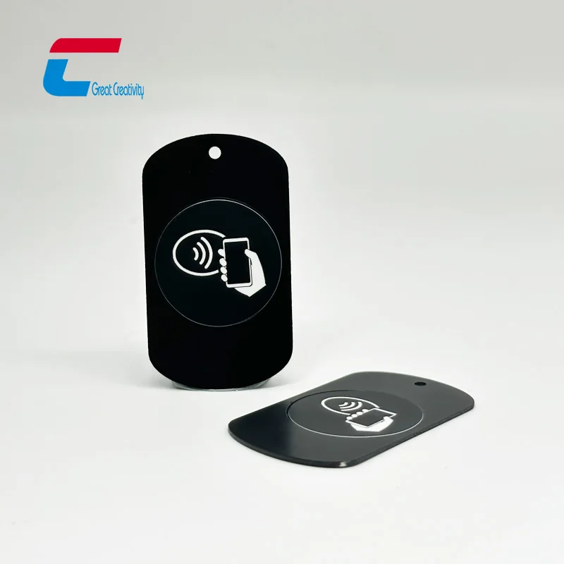 Custom Metal Necklace Social Media Tap Nfc Metal Hang Tag With Chip