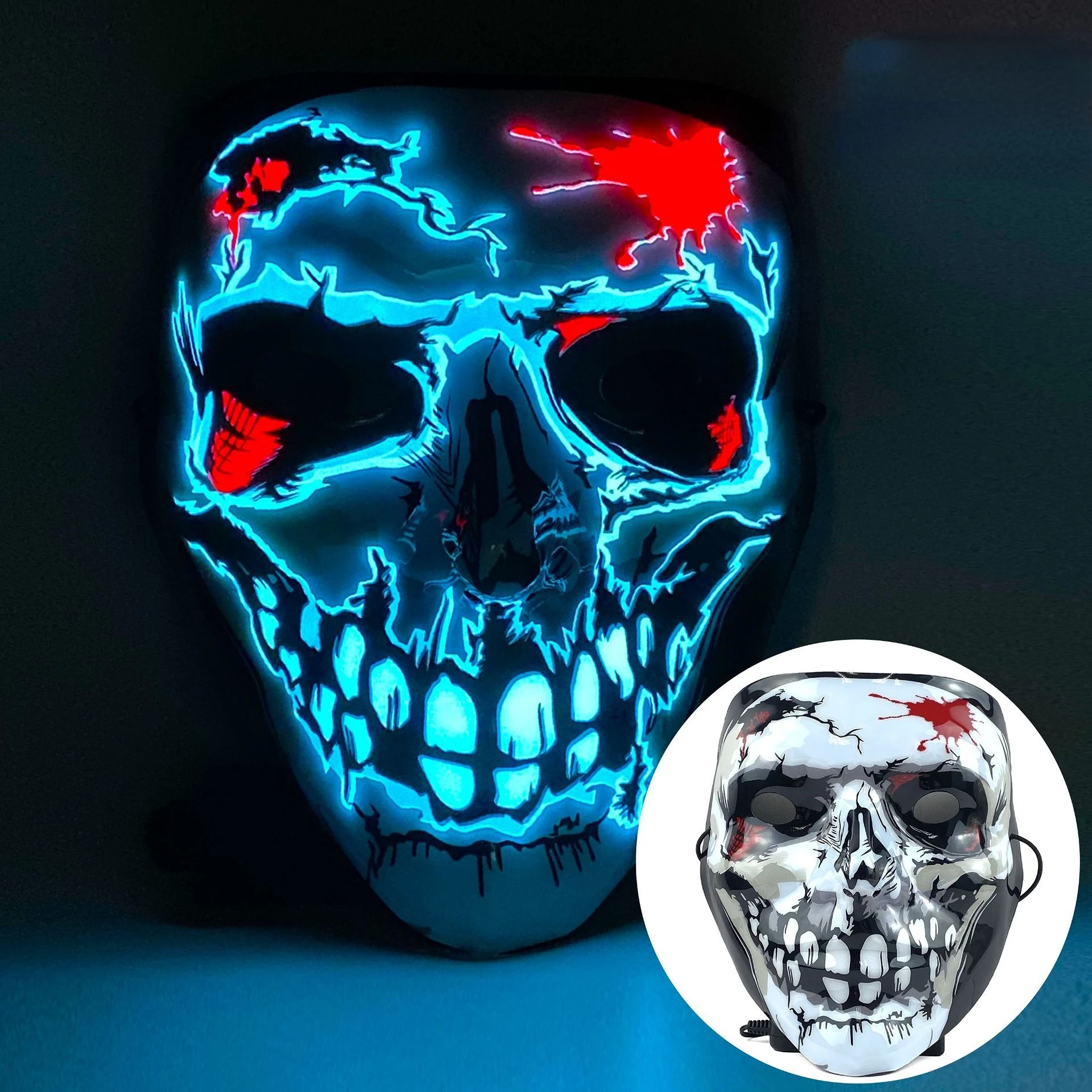 Светящаяся 3D-маска с черепом для Хэллоуина светодиодная вспышка маска ужасов контроллером вечеринки