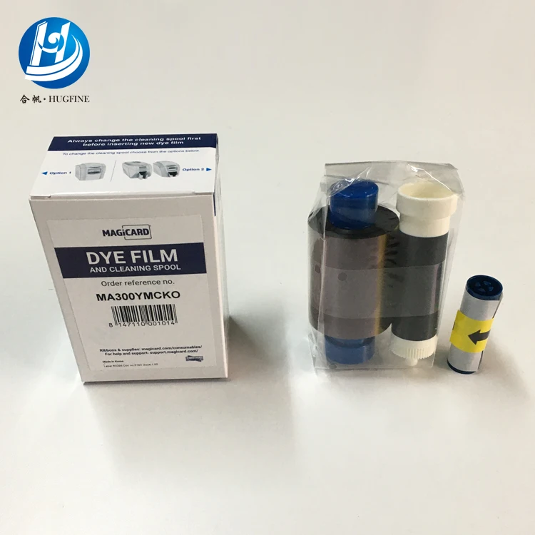 Brandnew Original MAGiCARD MA300YMCKO Color Ribbon Dye Film and Cleaning Spool