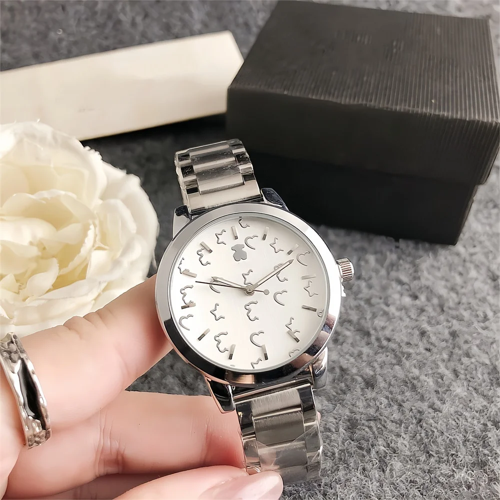 Luxury Stainless Steel Famous Brand Ladies Wrist Watch Bear Logo Women Men Quartz Watches for 2024 Relojes de acero inoxidable